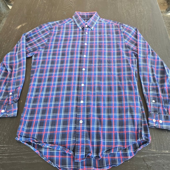 FootJoy Other - FootJoy FJ 1857 Mens Large Navy‎ Blue Red Plaid Long Sleeve Button Down Shirt